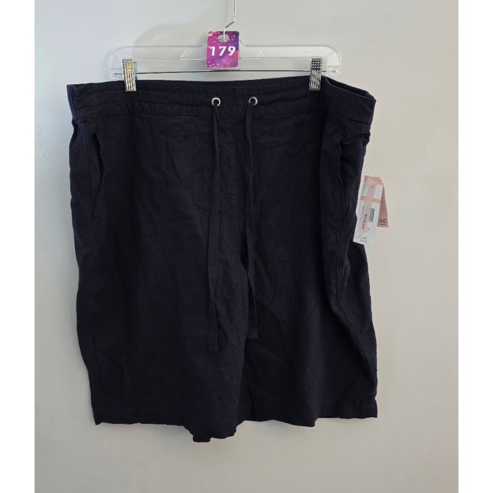 Per Se Womens Shorts Navy Blue Drawstring Casual Pull On Light Plus Size 2X NEW